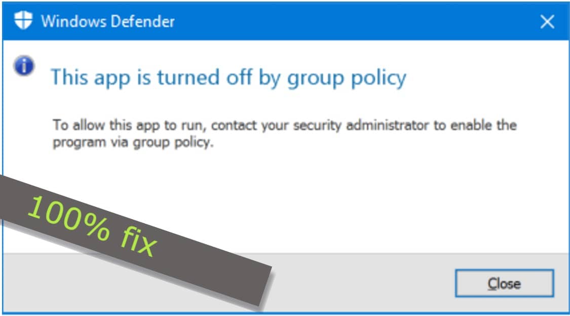 windows defender blocked by group policy